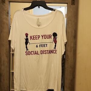 Ashley Stewart T shirt Women's 22/24 White NWT "Keep Your Social Distance"
